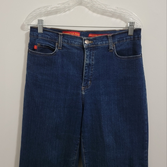 NYDJ Tummy Tuck Control Wide Leg Dark Wash Jeans Size 10 - Picture 2 of 12